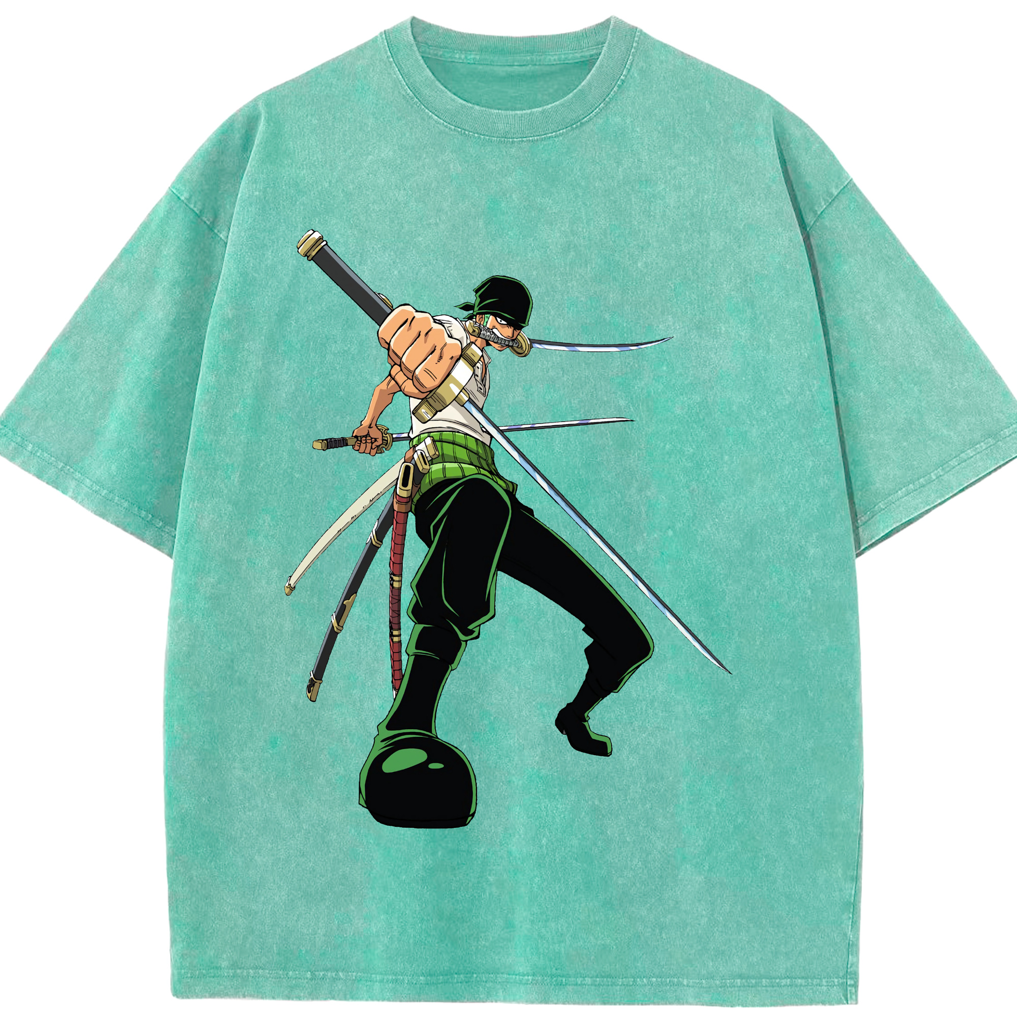 ワンピース ロロノア・ゾロ ONE PIECE Roronoa Zoro 綿100% ヴィンテージ風 半袖Tシャツ（フロントプリント）